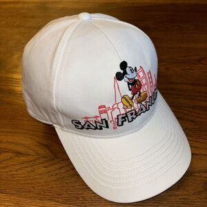 Mickey Mouse San Francisco Skyline Disney Store White Cap Hat Adjustable Retro‎
